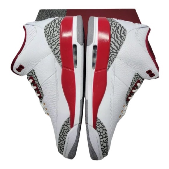 Nike Air Jordan 3 Retro Cardinal Red W7 White - Picture 4 of 6
